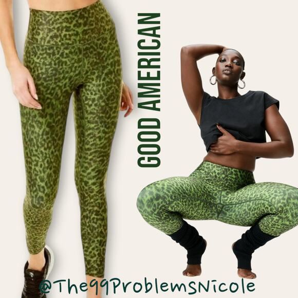 Good American Core Power Leggings in Green Leopard - Picture 5 of 7